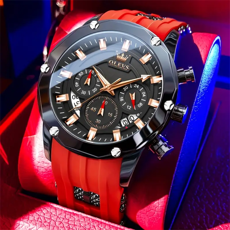 Stylish Olevs Date Watch - Men's Stainless Steel Analog Quartz Wrist Watch with Luminous Dial, Waterproof, Business Casual Style, Perfect for Daily Wear