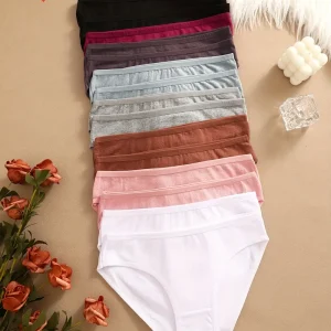 8-piece Set of Full Lace Four Corner Pants, Sexy and Comfortable Lightweight Underwear with Breathable Solid Color Print