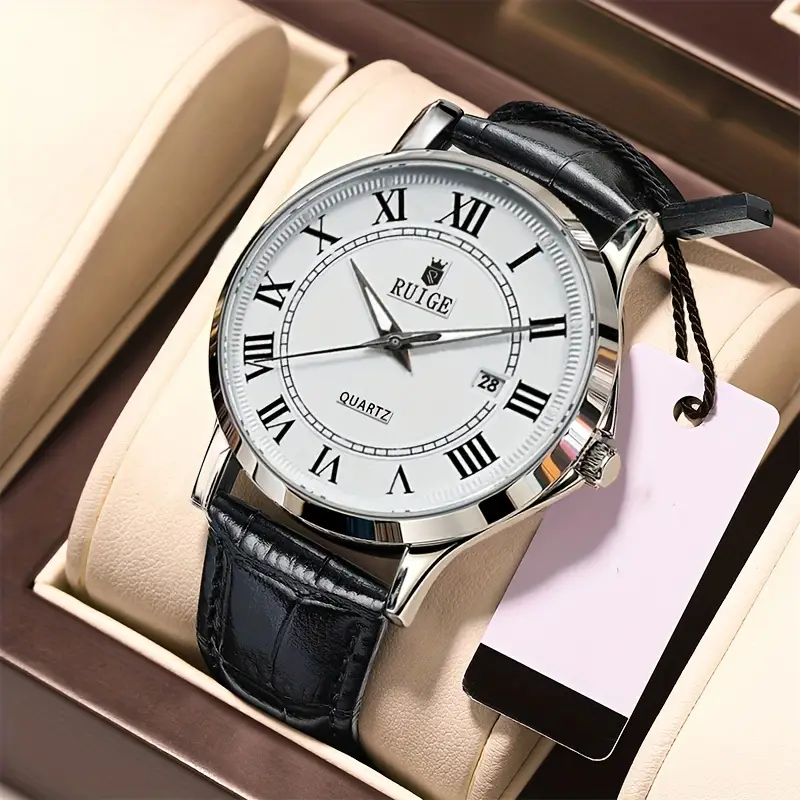 Stylish Olevs Date Watch - Men's Stainless Steel Analog Quartz Wrist Watch with Luminous Dial, Waterproof, Business Casual Style, Perfect for Daily Wear