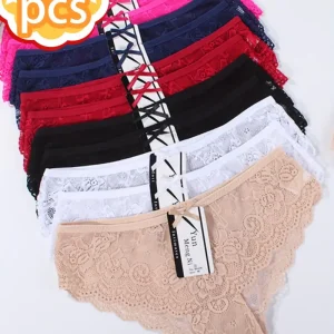 8-piece Set of Full Lace Four Corner Pants, Sexy and Comfortable Lightweight Underwear with Breathable Solid Color Print