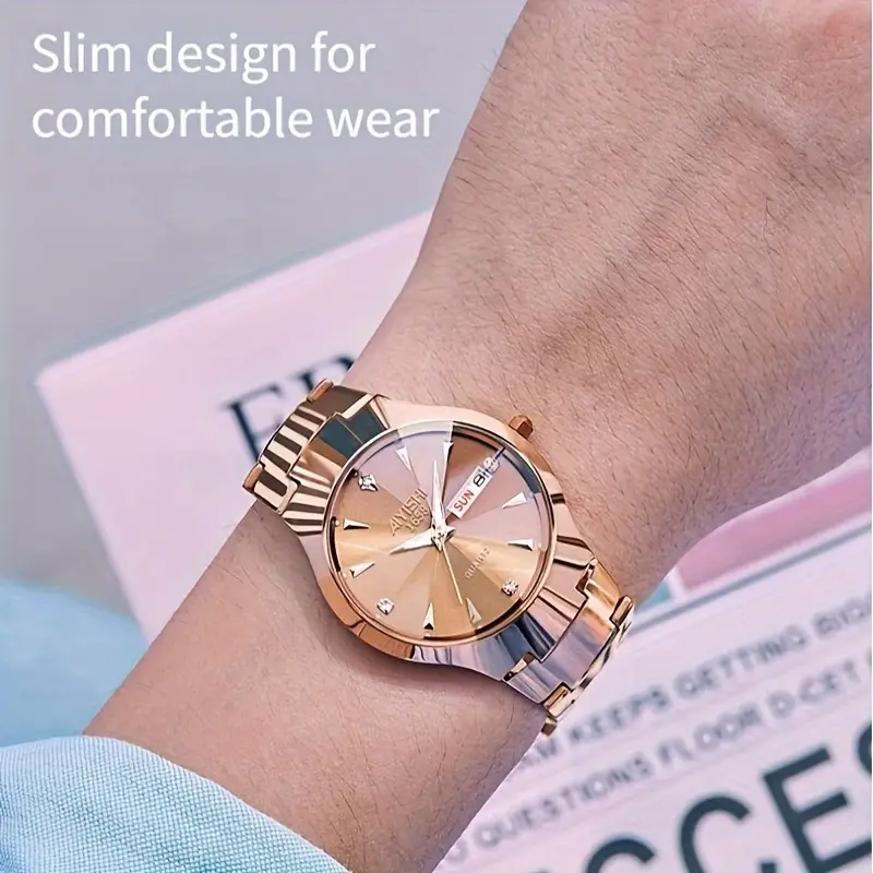 Stylish Olevs Date Watch - Men's Stainless Steel Analog Quartz Wrist Watch with Luminous Dial, Waterproof, Business Casual Style, Perfect for Daily Wear