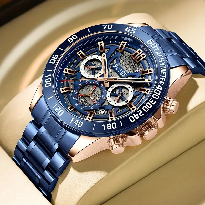 Stylish Olevs Date Watch - Men's Stainless Steel Analog Quartz Wrist Watch with Luminous Dial, Waterproof, Business Casual Style, Perfect for Daily Wear