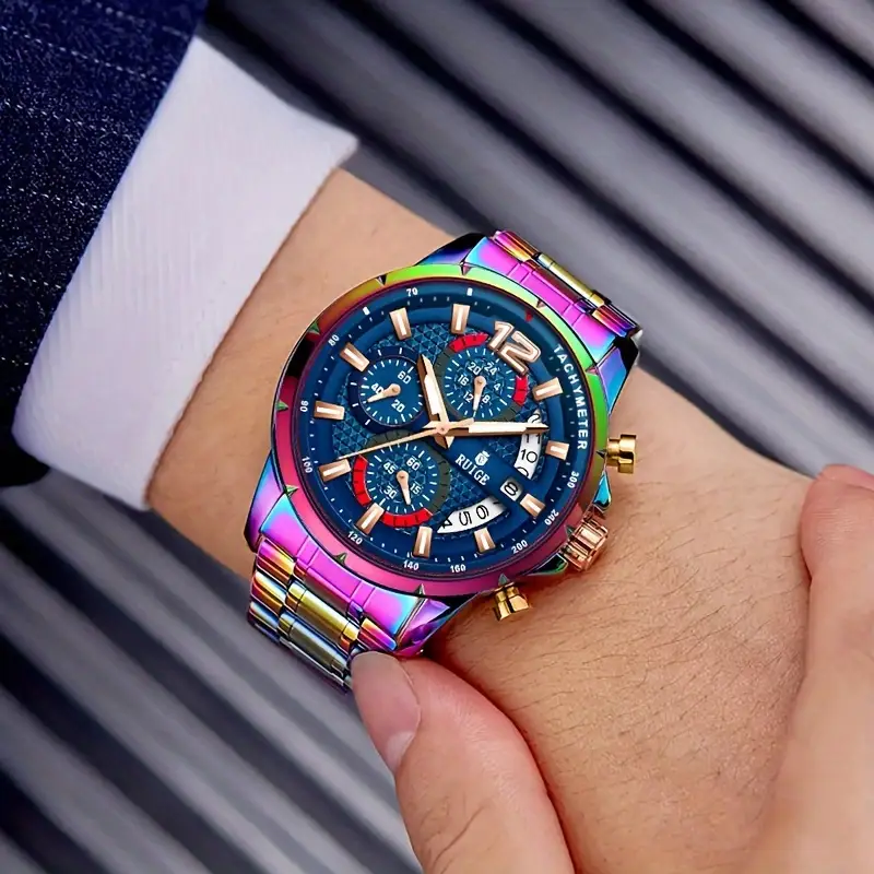 Stylish Olevs Date Watch - Men's Stainless Steel Analog Quartz Wrist Watch with Luminous Dial, Waterproof, Business Casual Style, Perfect for Daily Wear