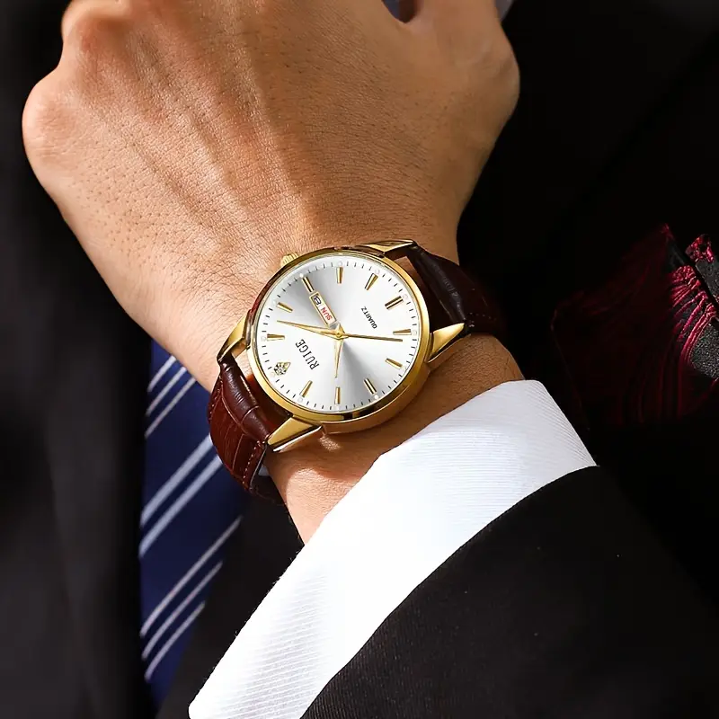 Stylish Olevs Date Watch - Men's Stainless Steel Analog Quartz Wrist Watch with Luminous Dial, Waterproof, Business Casual Style, Perfect for Daily Wear