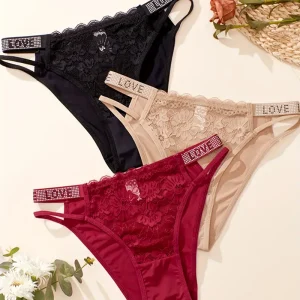 8-piece Set of Full Lace Four Corner Pants, Sexy and Comfortable Lightweight Underwear with Breathable Solid Color Print