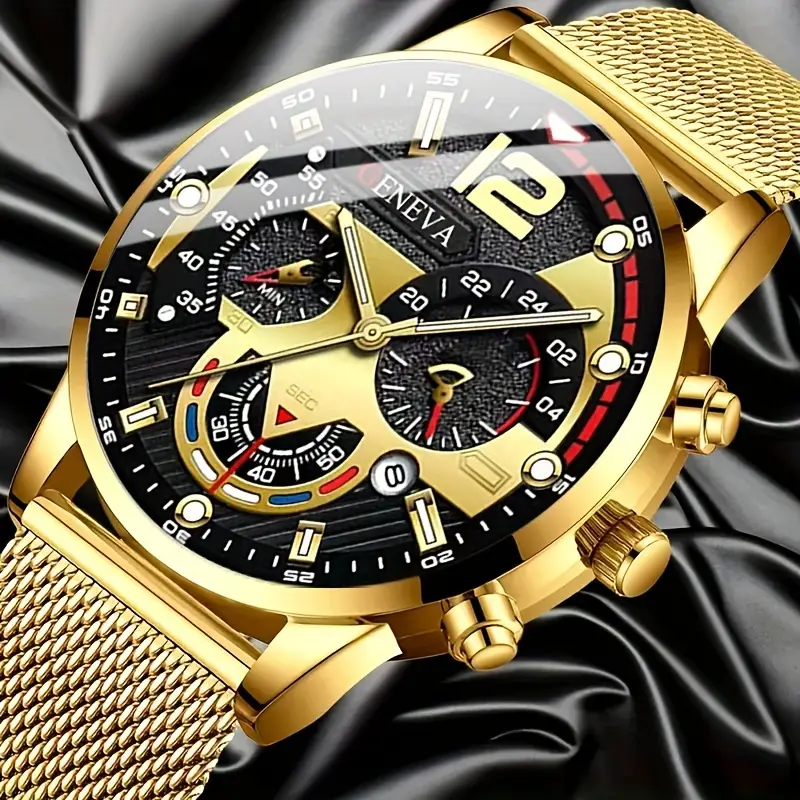 Stylish Olevs Date Watch - Men's Stainless Steel Analog Quartz Wrist Watch with Luminous Dial, Waterproof, Business Casual Style, Perfect for Daily Wear