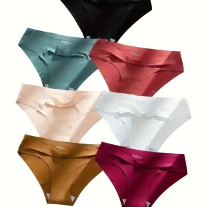 8-piece Set of Full Lace Four Corner Pants, Sexy and Comfortable Lightweight Underwear with Breathable Solid Color Print