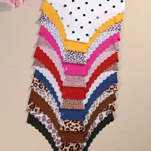 8-piece Set of Full Lace Four Corner Pants, Sexy and Comfortable Lightweight Underwear with Breathable Solid Color Print