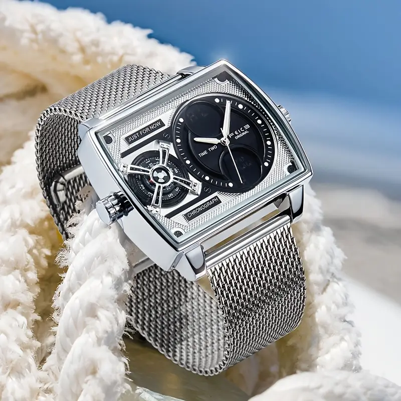 Stylish Olevs Date Watch - Men's Stainless Steel Analog Quartz Wrist Watch with Luminous Dial, Waterproof, Business Casual Style, Perfect for Daily Wear