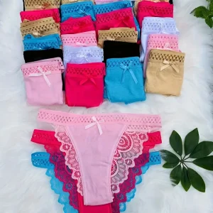 8-piece Set of Full Lace Four Corner Pants, Sexy and Comfortable Lightweight Underwear with Breathable Solid Color Print