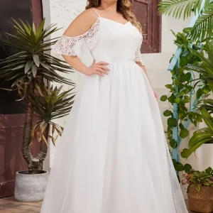 Long Sleeve Fully Lined Women's Fishtail Maxi Dress with Embroidered Mesh Back Zipper for Evening Wedding Party