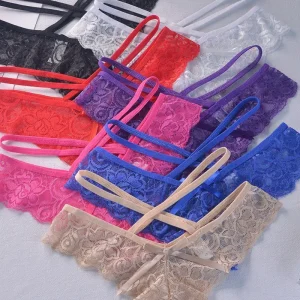 8-piece Set of Full Lace Four Corner Pants, Sexy and Comfortable Lightweight Underwear with Breathable Solid Color Print
