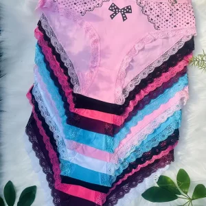 8-piece Set of Full Lace Four Corner Pants, Sexy and Comfortable Lightweight Underwear with Breathable Solid Color Print