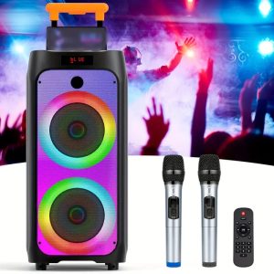 Wireless Speaker with Microphone, Large Speaker, Portable Speaker, Subwoofer, Outdoor Wireless Speaker