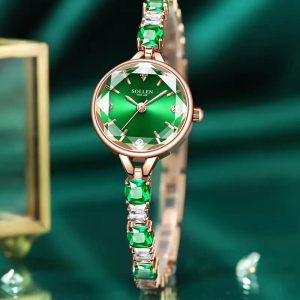 Women'S Elegant Business Watch with Blue Ocean Heart & Rose Golden Stainless Steel Band