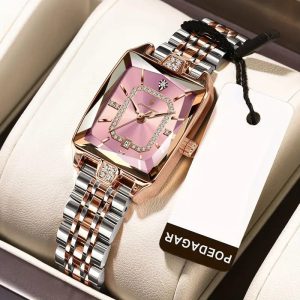 Women'S Elegant Business Watch with Blue Ocean Heart & Rose Golden Stainless Steel Band