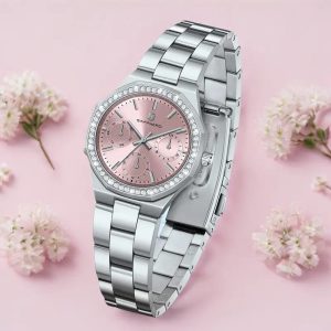 Women'S Elegant Business Watch with Blue Ocean Heart & Rose Golden Stainless Steel Band