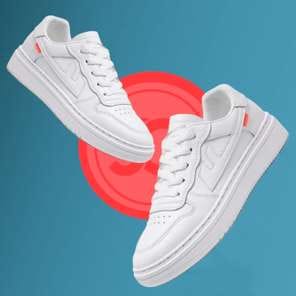 Men'S 2025 Spring High-Top Sneakers - White & Red Casual Fashion Sneakers with Lace-Up Closure, All-Season Outdoor Running Shoes