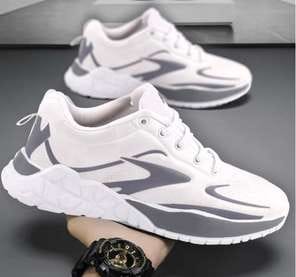 Men'S 2025 Spring High-Top Sneakers - White & Red Casual Fashion Sneakers with Lace-Up Closure, All-Season Outdoor Running Shoes