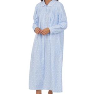 Cotton Lace-Trim Flannel Nightgown