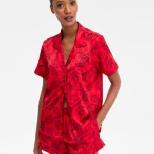 I.N.C International Concepts Women's Stretch Satin Short-Sleeve Pajama Set, Exclusively at Mivy's