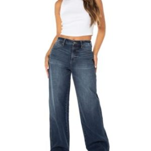 Juniors' High Rise Baggy Wide-Leg Curvy Jeans