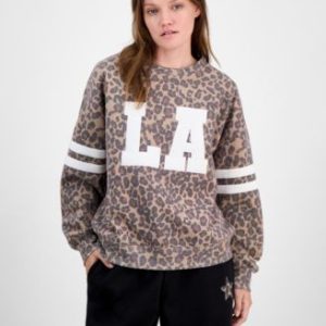 Juniors' Patch Crewneck Long-Sleeve Sweatshirt