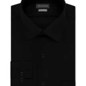 Men's Fitted Stretch Wrinkle Free Sateen Solid Dress Shirt