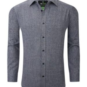 Men's Four-Way Stretch Solid Textured Button Down Dress Shirt