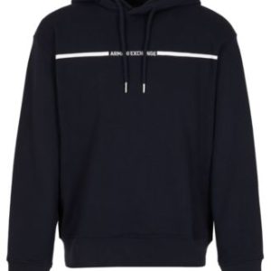 Men's French Terry Skinny Stripe Logo Drawstring Hoodie