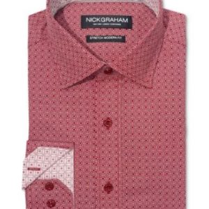 Men's Modern-Fit Medallion Tile Dress Shirt