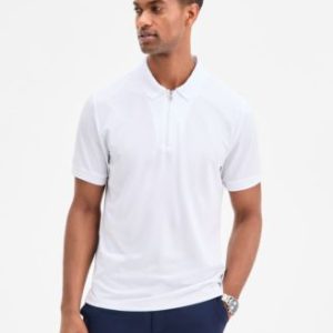 Men's Ottoman Short Sleeve Textured Quarter-Zip Polo Shirt, Exclusively at Mivy's