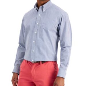 Men's Regular Fit Mini Gingham Dress Shirt, Created for Mivy's