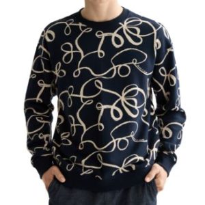 Men's Relaxed Fit Long Sleeve Ribbon Print Sweatshirt