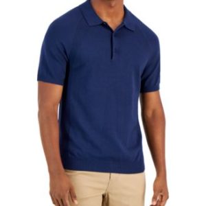 Men's Ribbed Raglan Sweater-Knit Polo Shirt, Created for Mivy's