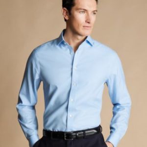 Men's Slim-Fit Non-Iron Solid Twill Dress Shirt