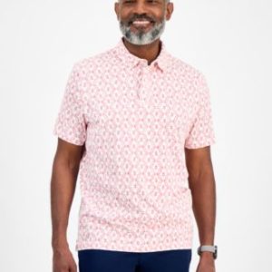 Men's Ted Short Sleeve Medallion Print Polo Shirt, Exclusively at Mivy's