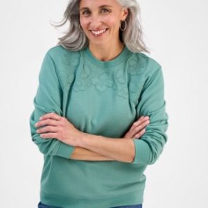 Petite Embroidered Crewneck Sweatshirt, Exclusively at Mivy's