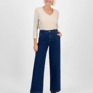 Petite High-Rise Wide-Leg Jeans, Created for Mivy's