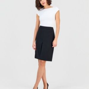 Petite Stretch Crepe Box-Pleat A-Line Skirt