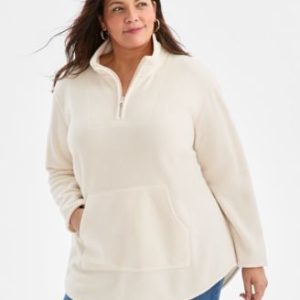 Plus Size Quarter-Zip Long-Sleeve Sweater, Mivy's Exclusive
