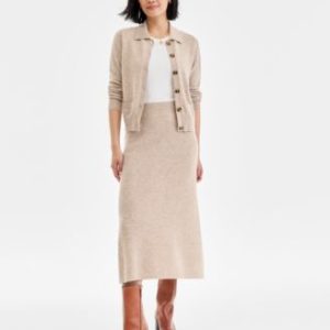 Women's 100% Cashmere A-Line Shaker Midi Skirt, Mivy's Exclusive