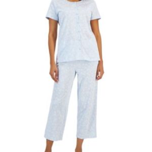 Women's 2-Pc. Cotton Printed Cropped Pajamas Set, Created for Mivy's