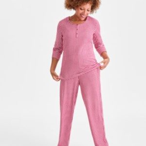 Women's 2-Pc. Printed Long-Sleeve Packaged Pajamas Set, Created for Mivy's