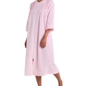 Women's 3/4-Sleeve Zip-Front Seersucker Robe