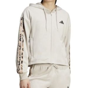 Women's Animal-Print 3-Stripe French Terry Zip Hoodie