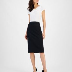 Women's Below-the-Knee Stretch Pencil Skirt, Regular & Petite Sizes