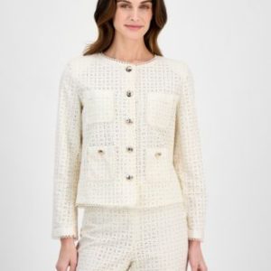 Women's Cotton Eyelet Button-Front Jacket