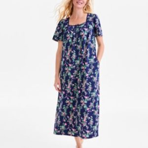 Women's Cotton Short-Sleeve Lace-Trim Nightgown