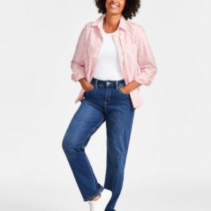 Women's Curvy Straight-Leg High Rise Jeans, Created for Mivy's
